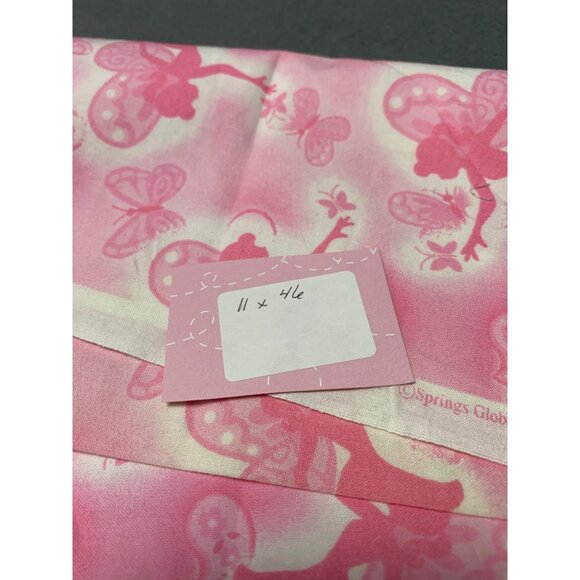 Concord Pixie Garden Pink Fairy & Butterfly Fabric 11" x 46" Cotton Springs Glob - Picture 5 of 6